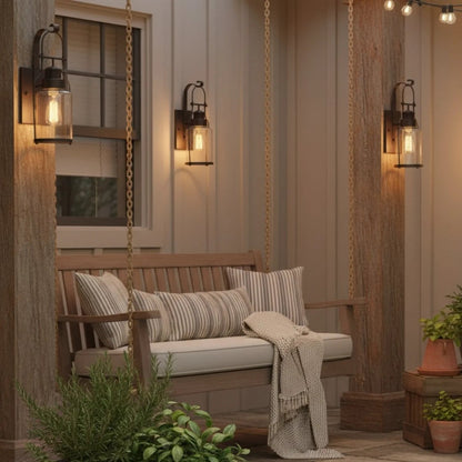 Evander Industrial Metal Glass Jar Wall Sconce 3