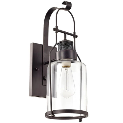Evander Industrial Metal Glass Jar Wall Sconce 9