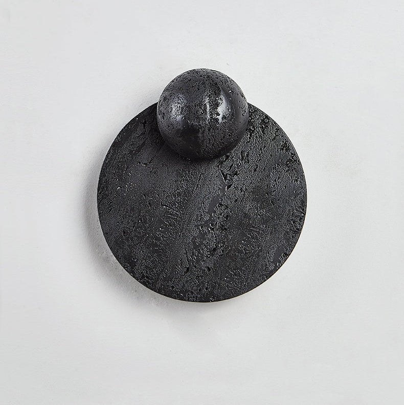 RoyaleGlow Black Travertine Wall Sconce - Modern LED Stone Wall Light