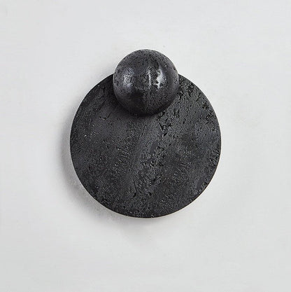 RoyaleGlow Black Travertine Wall Sconce - Modern LED Stone Wall Light