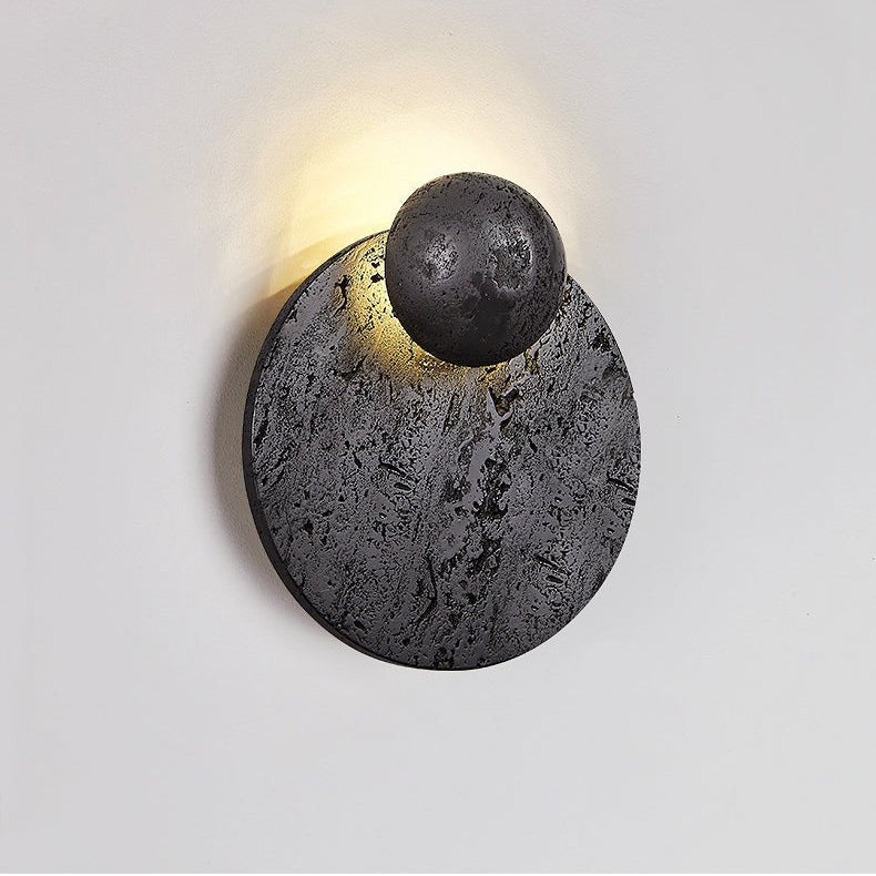 RoyaleGlow Black Travertine Wall Sconce - Modern LED Stone Wall Light