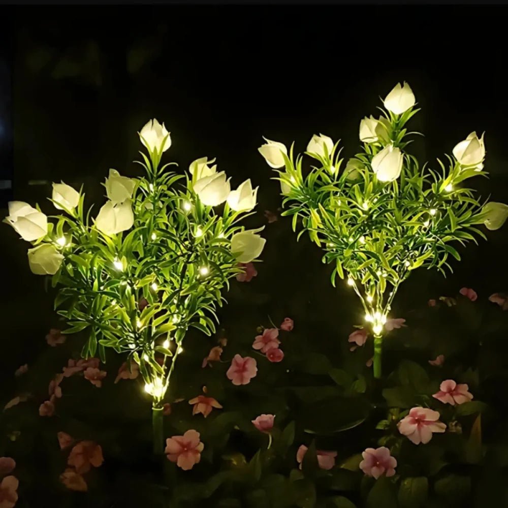 LuxRoyale Solar Flower Lights For Garden Pathway And Patio Decor