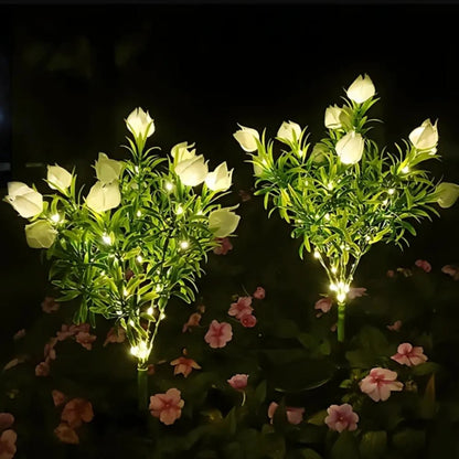 LuxRoyale Solar Flower Lights For Garden Pathway And Patio Decor