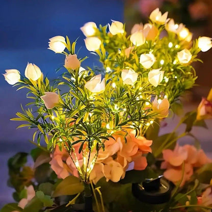 LuxRoyale Solar Flower Lights For Garden Pathway And Patio Decor