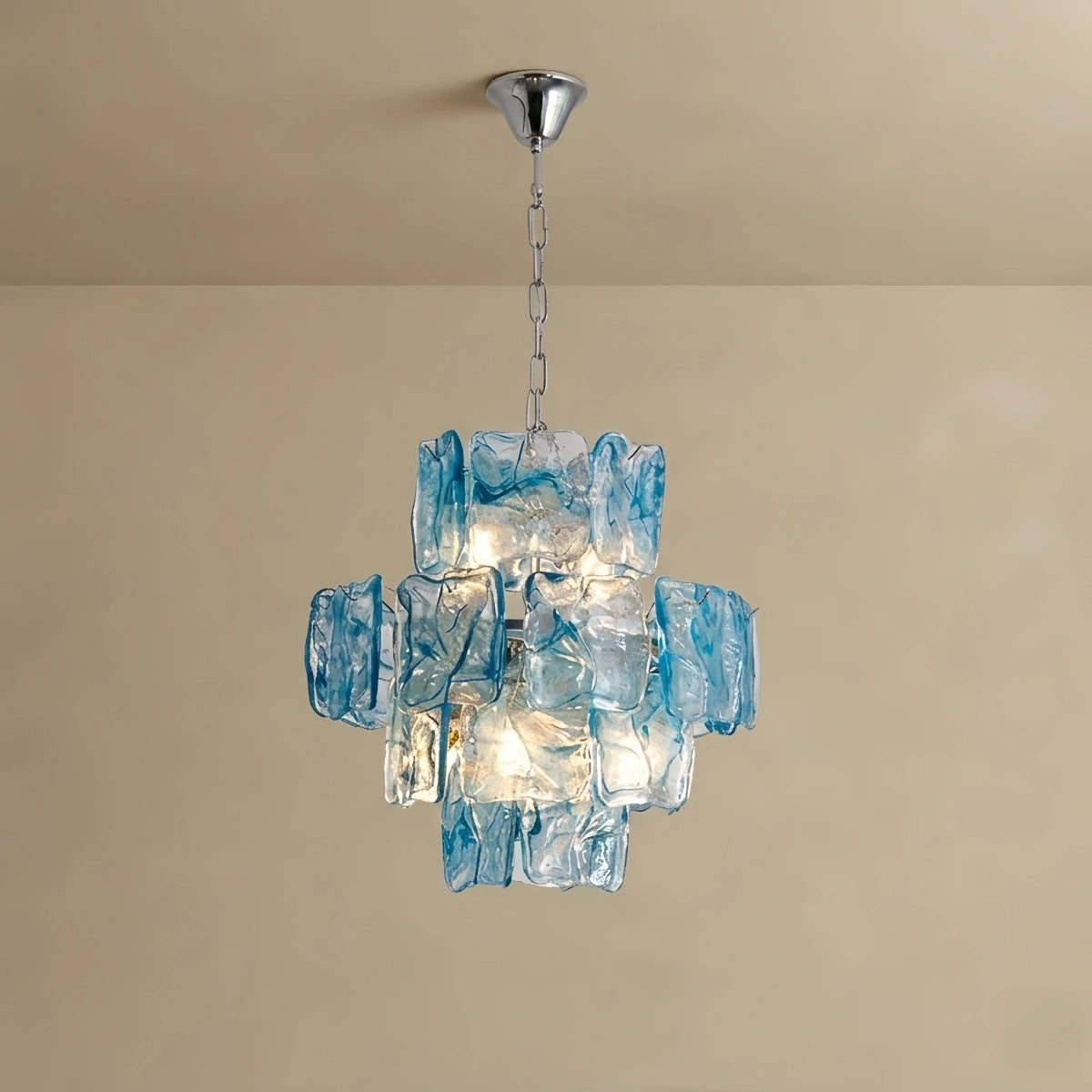Excelis Luxury Branch-Style Tiered Chandelier— Metal & Glass Blue for Dining Room 10