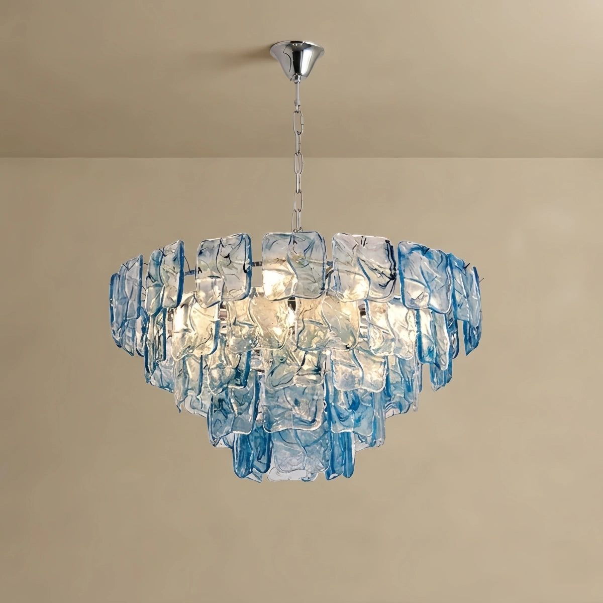 Excelis Luxury Branch-Style Tiered Chandelier— Metal & Glass Blue for Dining Room 11