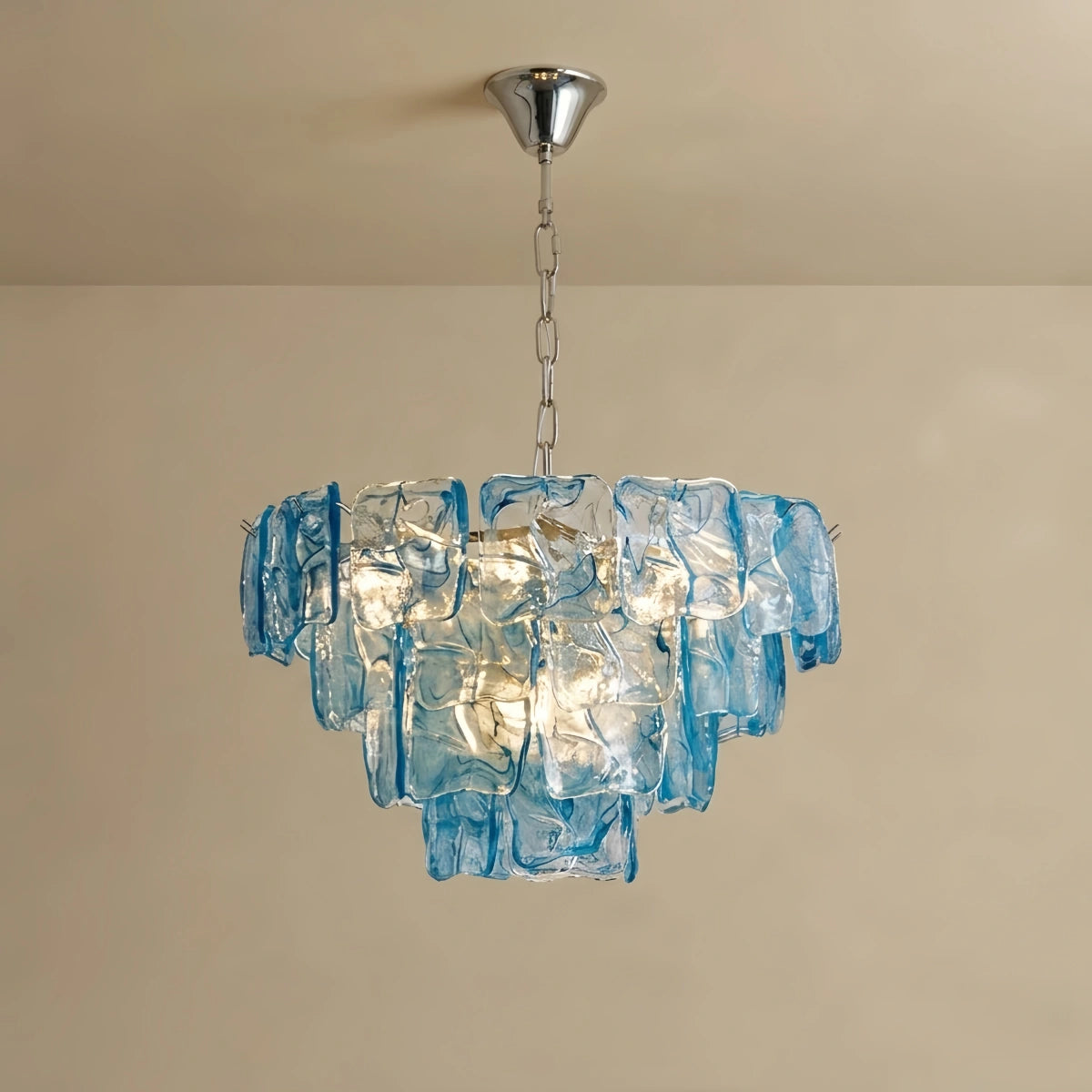 Excelis Luxury Branch-Style Tiered Chandelier— Metal & Glass Blue for Dining Room 9