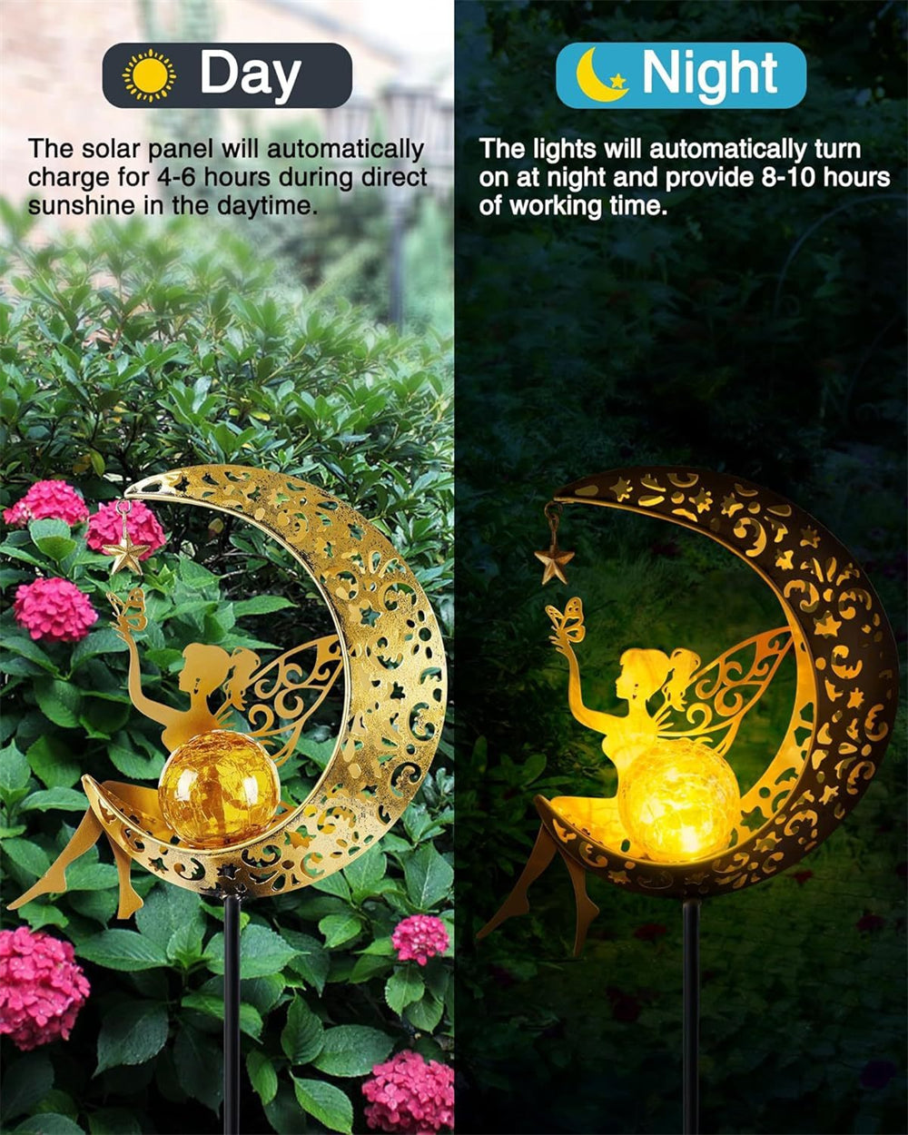 Royallure Fairy Crescent Moon Solar Garden Light Lamp - Magical Outdoor Illumination - Default Title