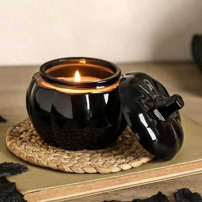 Fall Pumpkin Shaped Candle Halloween Fall Vanilla Pumpkin Spice Candle Farmhouse Thanksgiving Scented 12oz Autumn Decoration Gif 1