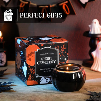 Fall Pumpkin Shaped Candle Halloween Fall Vanilla Pumpkin Spice Candle Farmhouse Thanksgiving Scented 12oz Autumn Decoration Gif 4