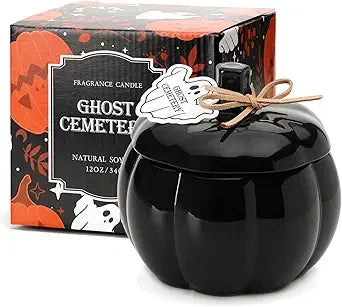 Fall Pumpkin Shaped Candle Halloween Fall Vanilla Pumpkin Spice Candle Farmhouse Thanksgiving Scented 12oz Autumn Decoration Gif 6