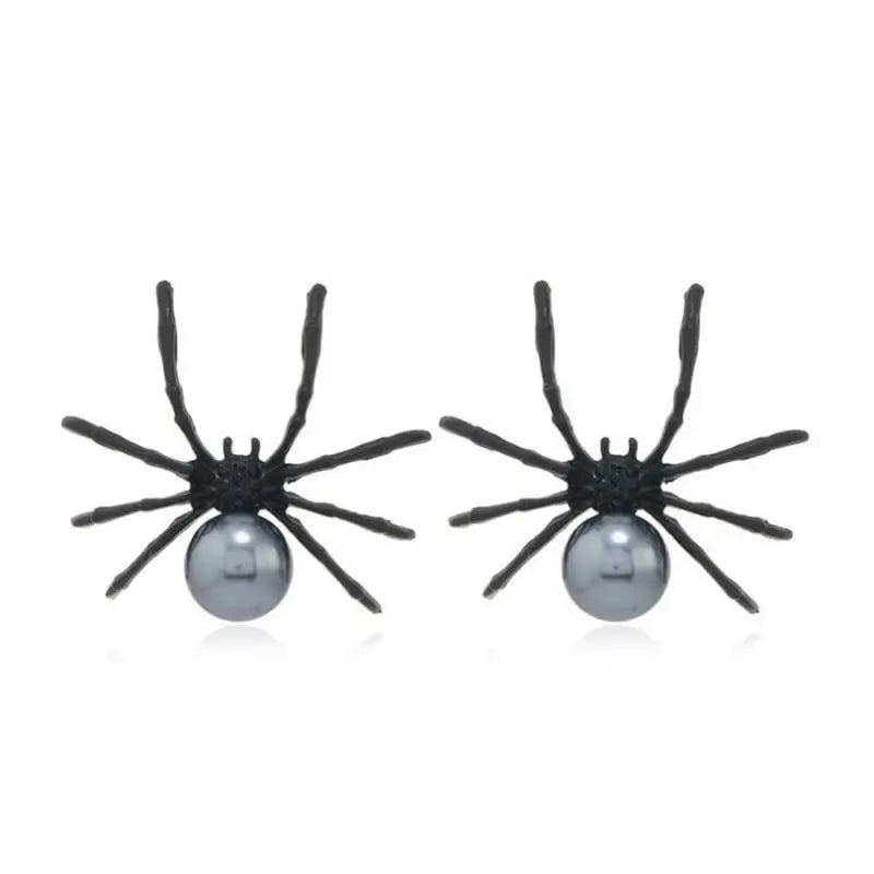 Fashion Black Spider Pearl Earring New Trendy Personality Dark Style Halloween Ear Nail for Women Alloy Geometric Ear Accessory 5