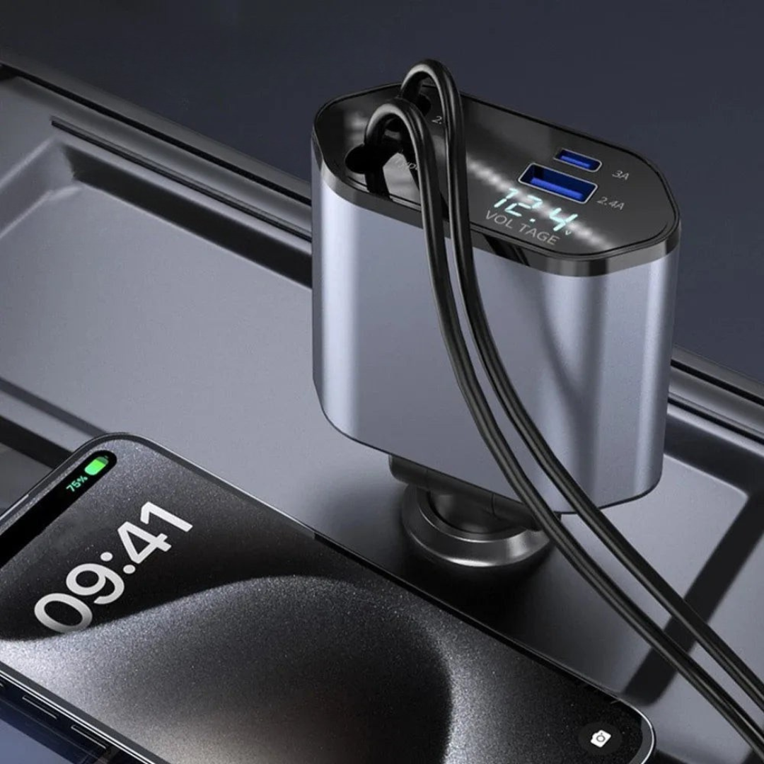 Fast Charging Retractable USB Car Charger 1