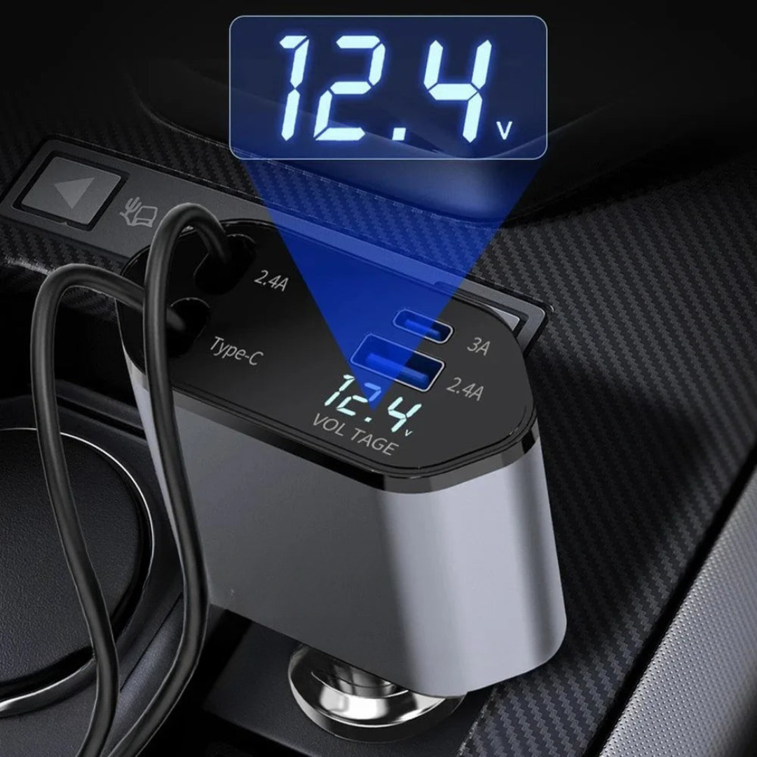 Fast Charging Retractable USB Car Charger 3
