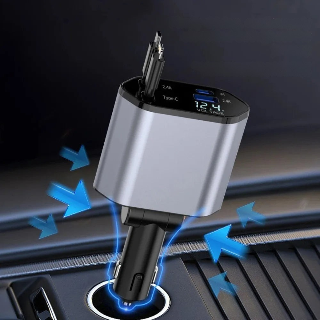 Fast Charging Retractable USB Car Charger 5