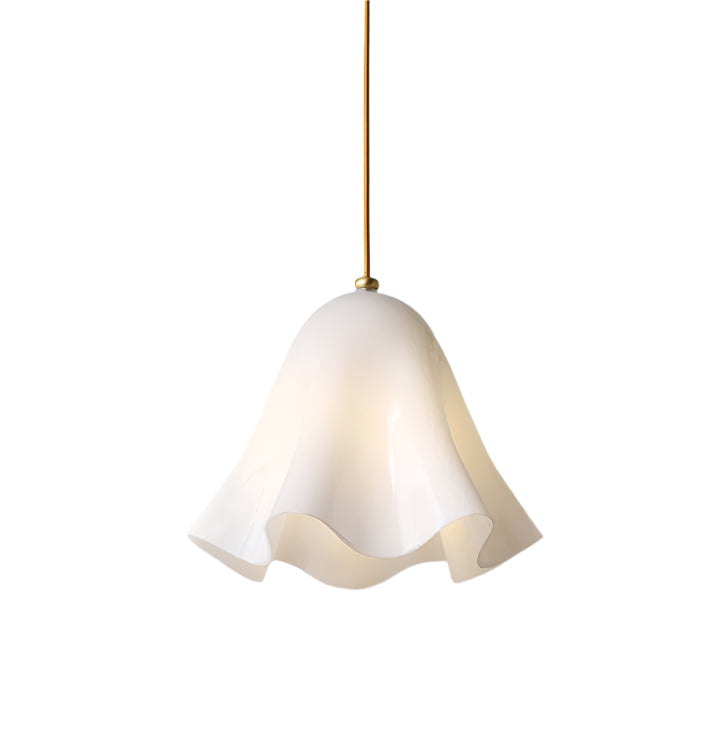 Rayvia Glass Flower Pendant Light, Adjustable French Retro Modern Hanging Lamp