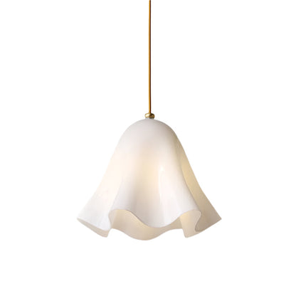Rayvia Glass Flower Pendant Light, Adjustable French Retro Modern Hanging Lamp