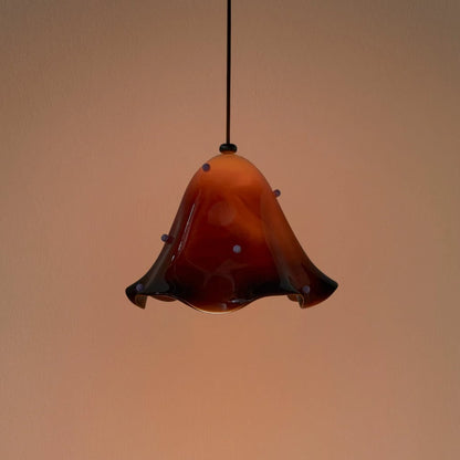 Rayvia Glass Flower Pendant Light, Adjustable French Retro Modern Hanging Lamp