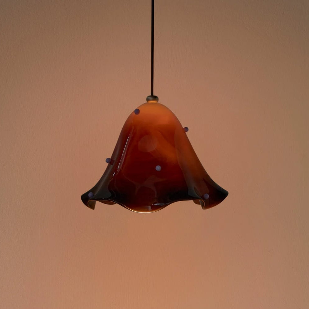 Rayvia Glass Flower Pendant Light, Adjustable French Retro Modern Hanging Lamp