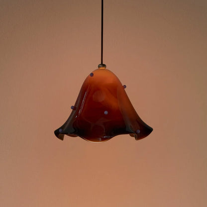 Rayvia Glass Flower Pendant Light, Adjustable French Retro Modern Hanging Lamp