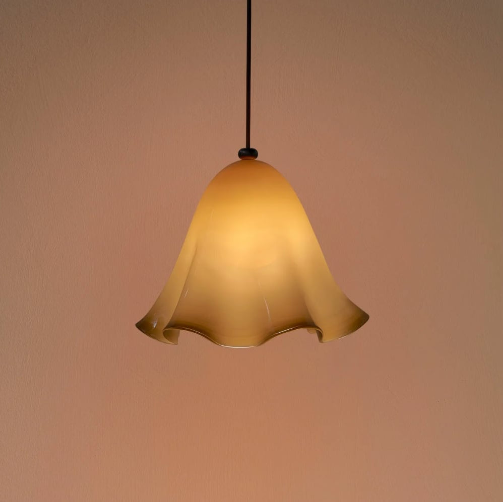 Rayvia Glass Flower Pendant Light, Adjustable French Retro Modern Hanging Lamp