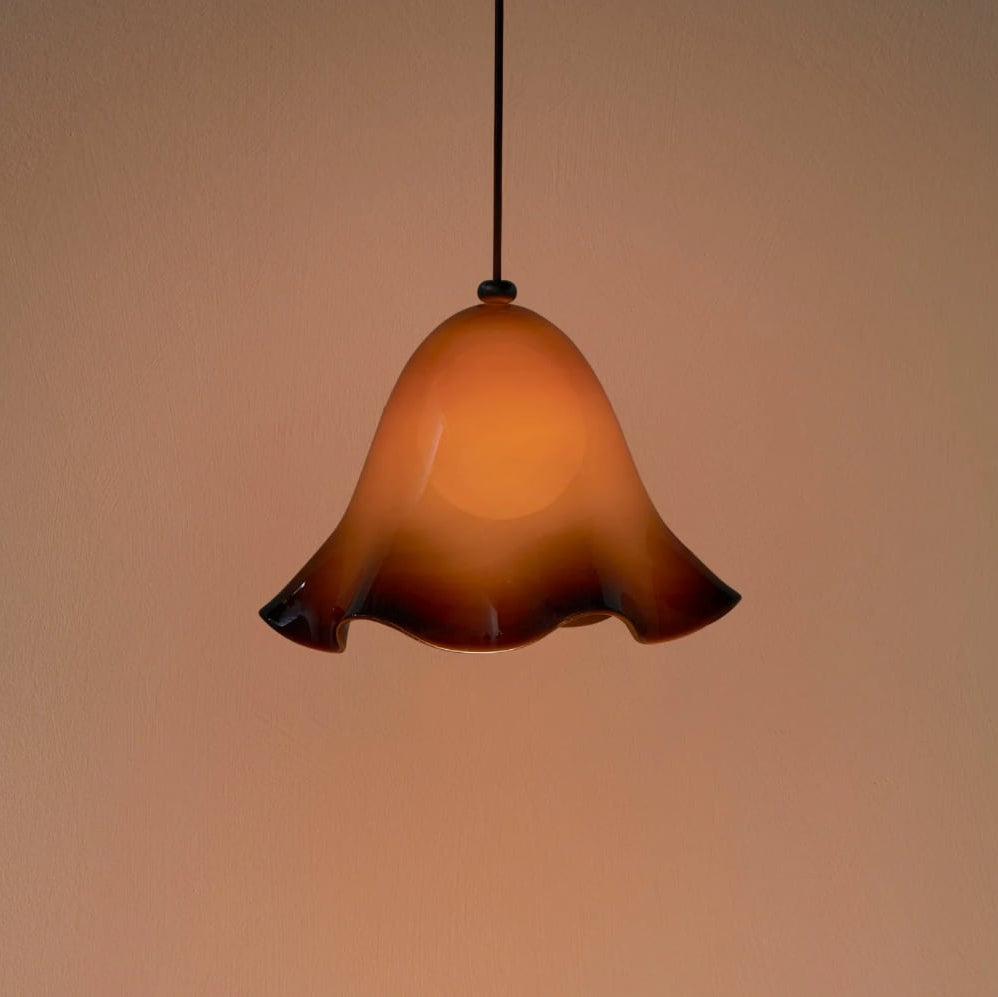 Rayvia Glass Flower Pendant Light, Adjustable French Retro Modern Hanging Lamp