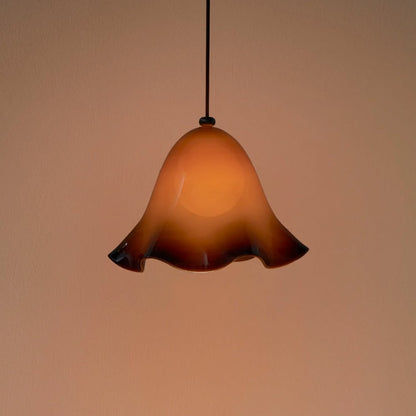 Rayvia Glass Flower Pendant Light, Adjustable French Retro Modern Hanging Lamp