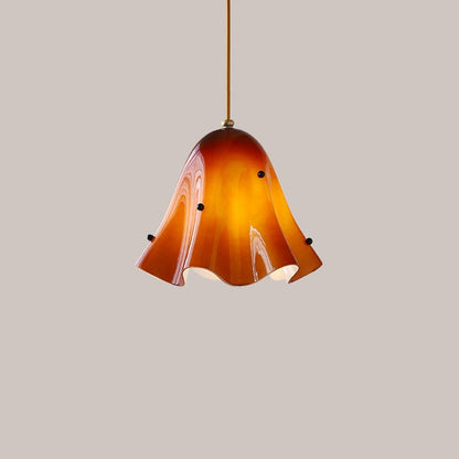 Rayvia Glass Flower Pendant Light, Adjustable French Retro Modern Hanging Lamp