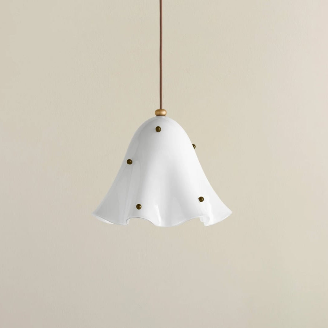 Rayvia Glass Flower Pendant Light, Adjustable French Retro Modern Hanging Lamp