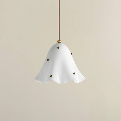 Rayvia Glass Flower Pendant Light, Adjustable French Retro Modern Hanging Lamp