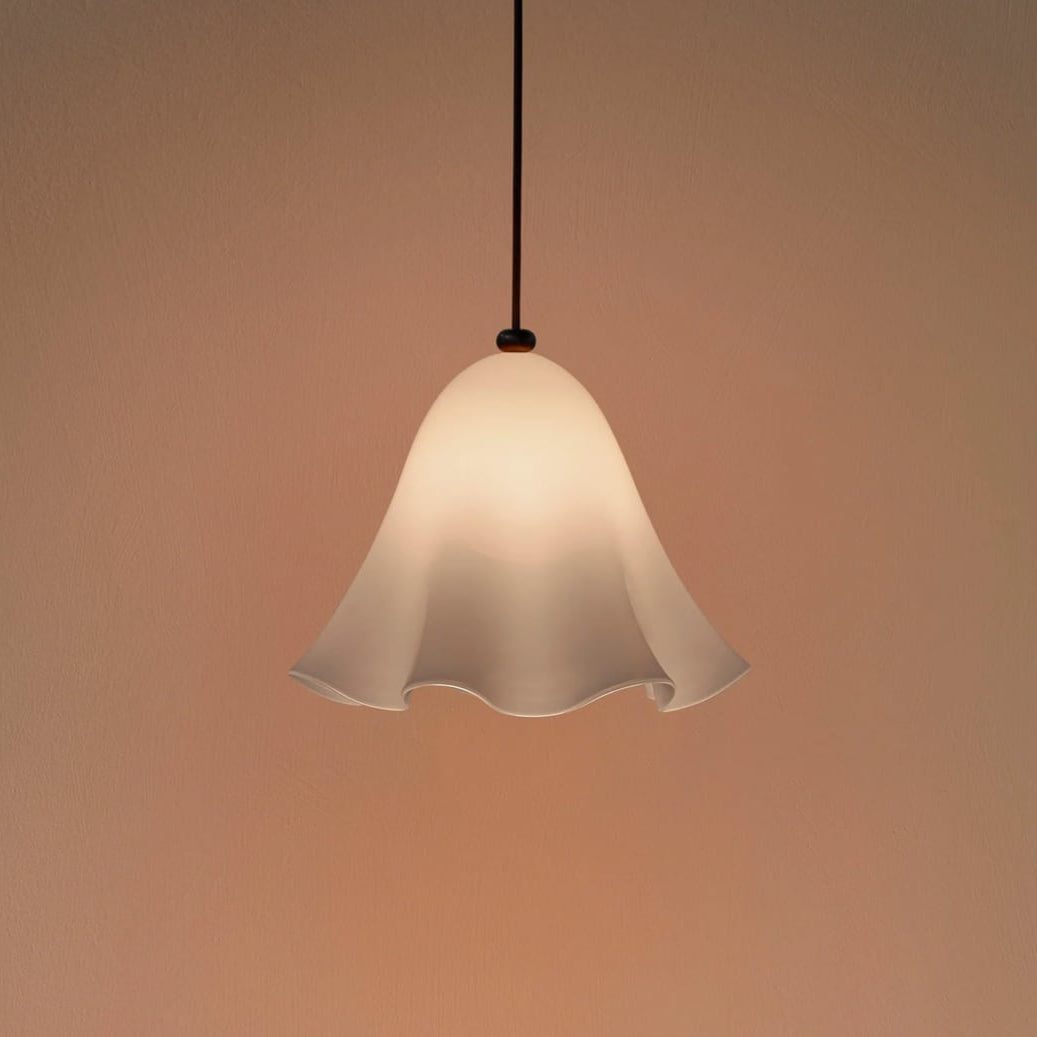 Rayvia Glass Flower Pendant Light, Adjustable French Retro Modern Hanging Lamp