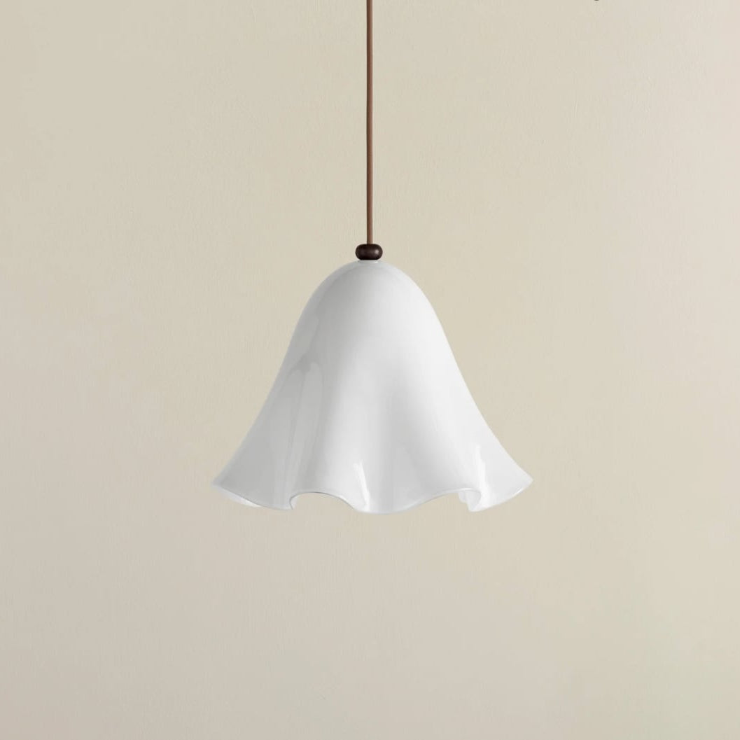 Rayvia Glass Flower Pendant Light, Adjustable French Retro Modern Hanging Lamp