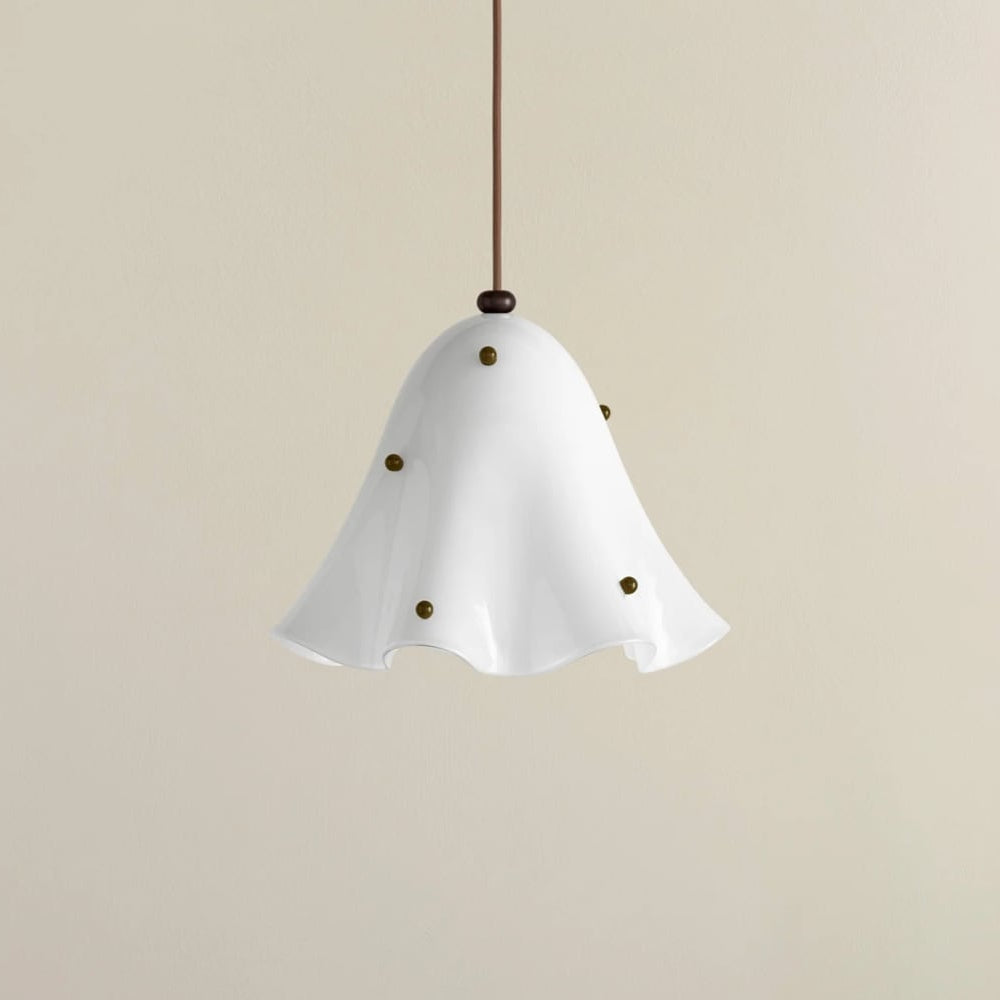 Rayvia Glass Flower Pendant Light, Adjustable French Retro Modern Hanging Lamp