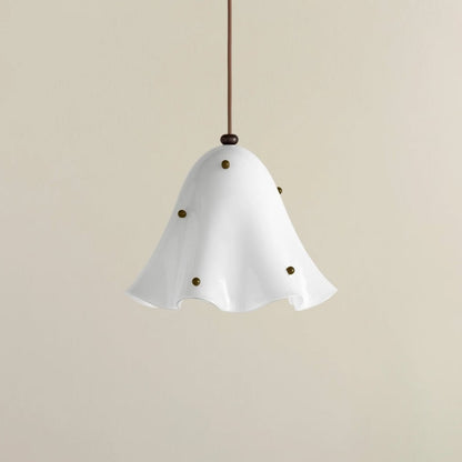 Rayvia Glass Flower Pendant Light, Adjustable French Retro Modern Hanging Lamp