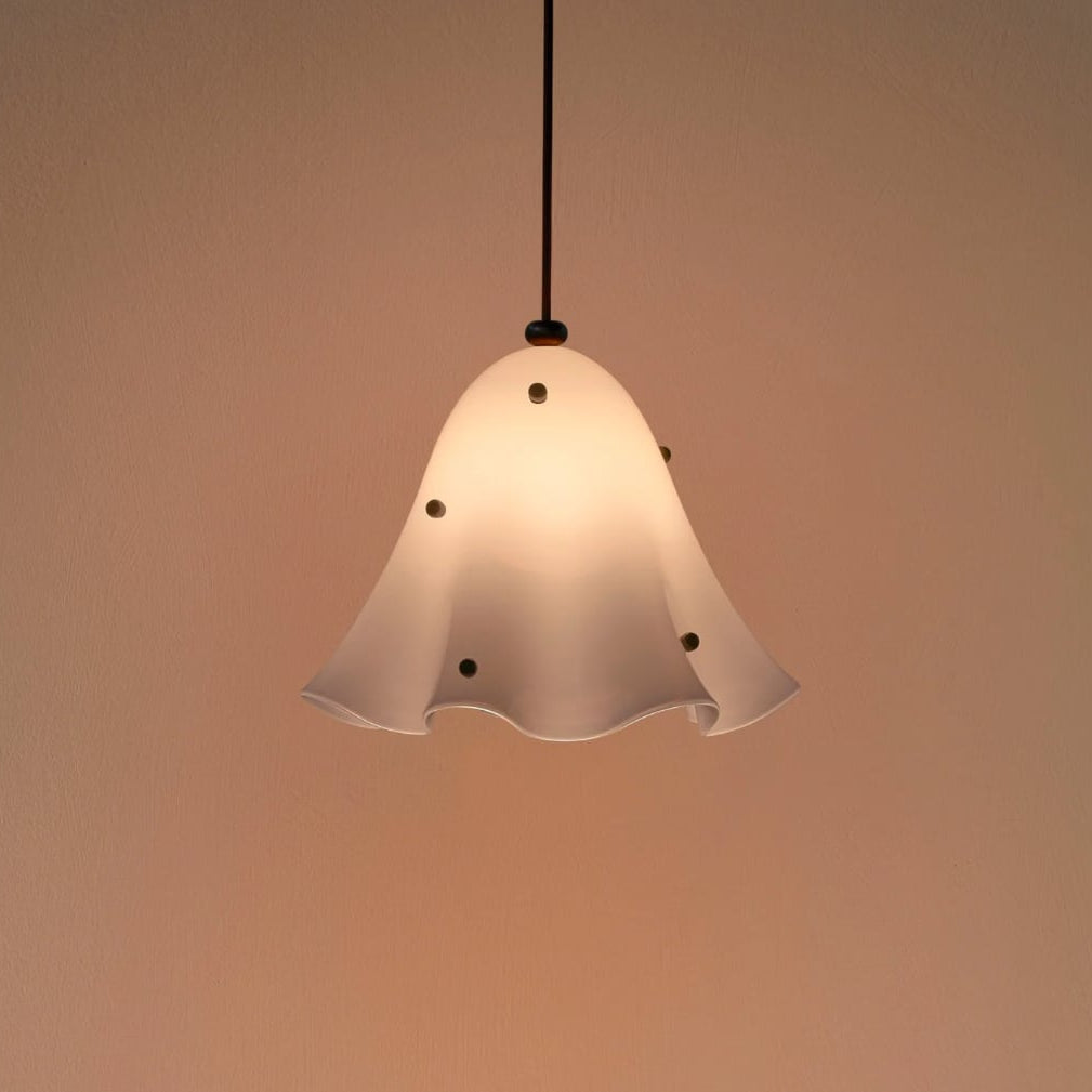 Rayvia Glass Flower Pendant Light, Adjustable French Retro Modern Hanging Lamp