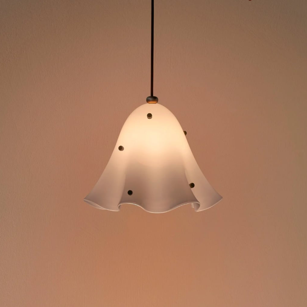 Rayvia Glass Flower Pendant Light, Adjustable French Retro Modern Hanging Lamp