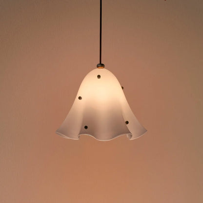Rayvia Glass Flower Pendant Light, Adjustable French Retro Modern Hanging Lamp