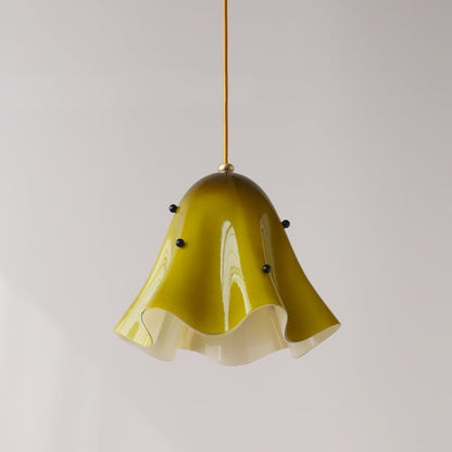 Rayvia Glass Flower Pendant Light, Adjustable French Retro Modern Hanging Lamp
