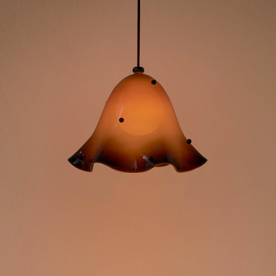 Rayvia Glass Flower Pendant Light, Adjustable French Retro Modern Hanging Lamp