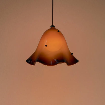 Rayvia Glass Flower Pendant Light, Adjustable French Retro Modern Hanging Lamp