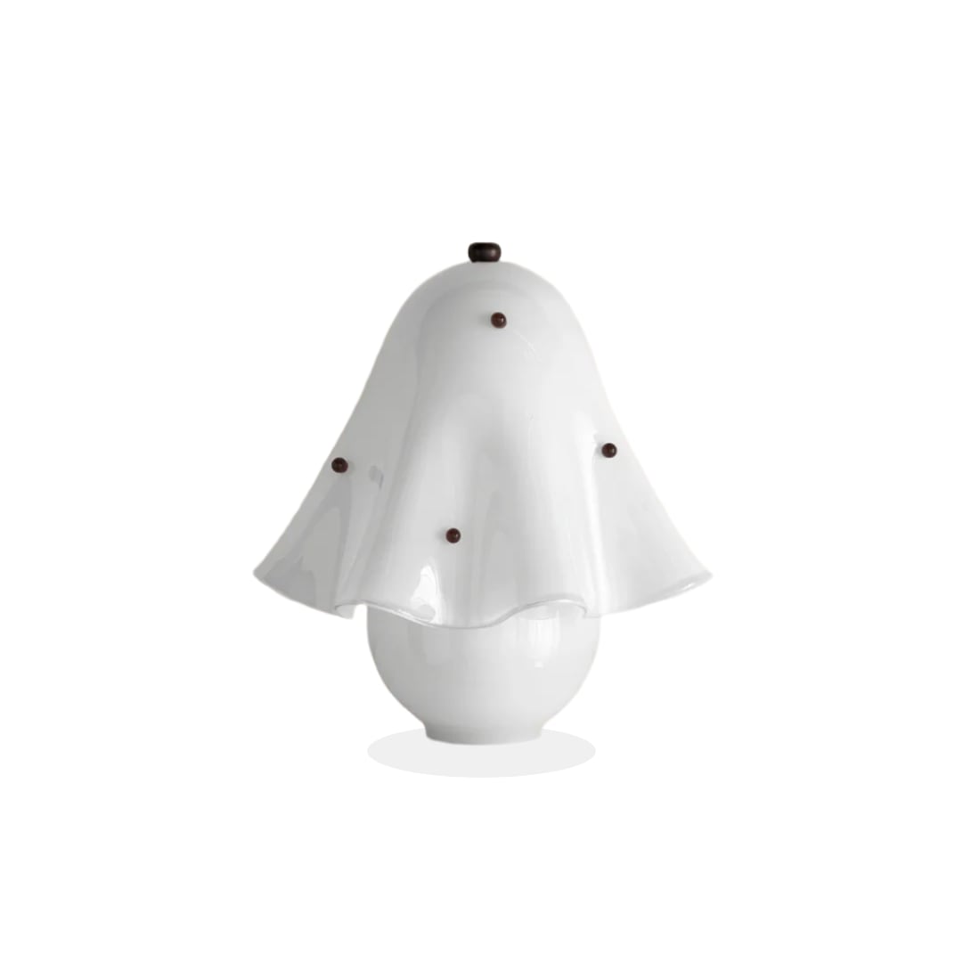 Rayvia French Rretro Handmade White Glass Table Lamp With Copper Accent