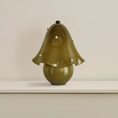 Rayvia French Rretro Handmade White Glass Table Lamp With Copper Accent