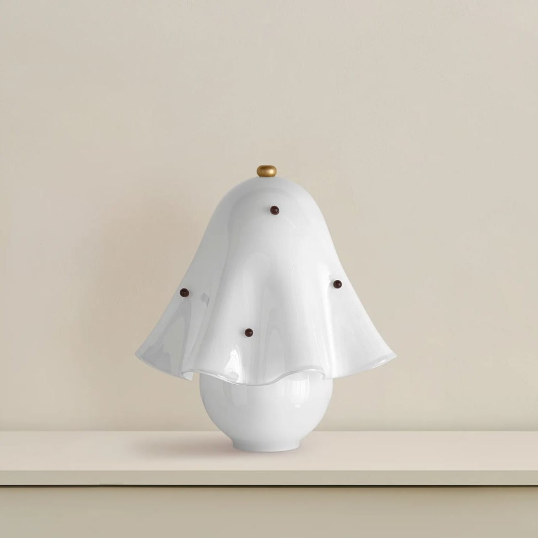 Rayvia French Rretro Handmade White Glass Table Lamp With Copper Accent