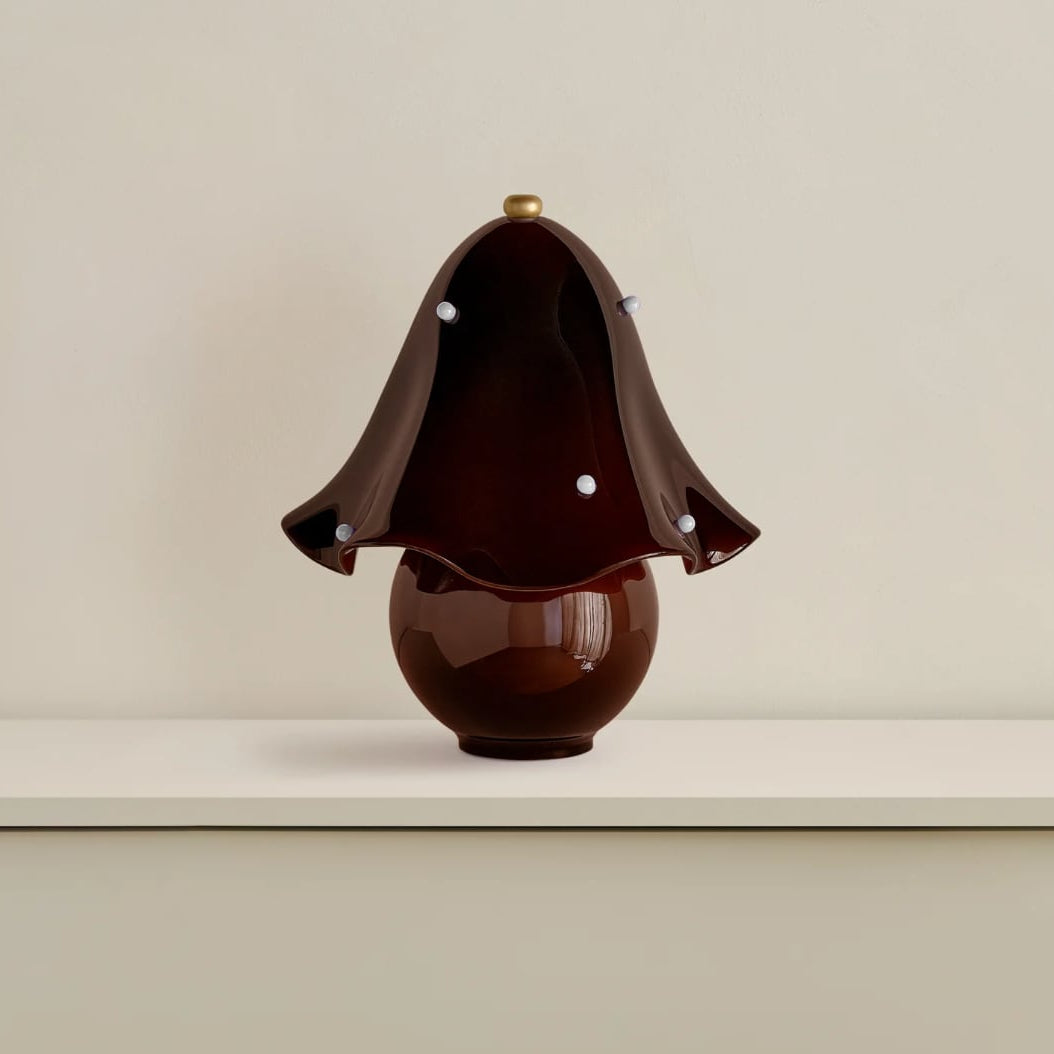 Rayvia French Rretro Handmade White Glass Table Lamp With Copper Accent