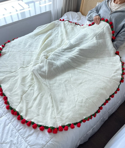 Finished Rose Blanket Bouquet Rose Flowers Handmade Crochet Acrylic Fuzzy Sweater Bed Couch Mother's Day Gift For Mum Blanket 4