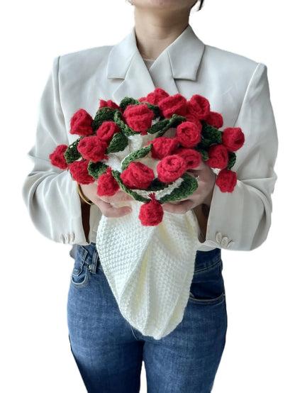 Finished Rose Blanket Bouquet Rose Flowers Handmade Crochet Acrylic Fuzzy Sweater Bed Couch Mother's Day Gift For Mum Blanket 6