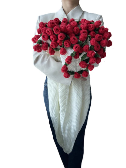 Finished Rose Blanket Bouquet Rose Flowers Handmade Crochet Acrylic Fuzzy Sweater Bed Couch Mother's Day Gift For Mum Blanket 7