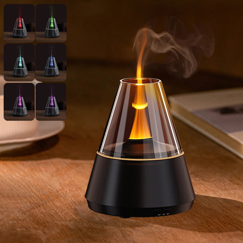 Flame Humidifier Essential Oil Diffuser Aroma Air Humidifier Fragrance Diffuser for Home Aromatherapy Diffuser with Night Light 0