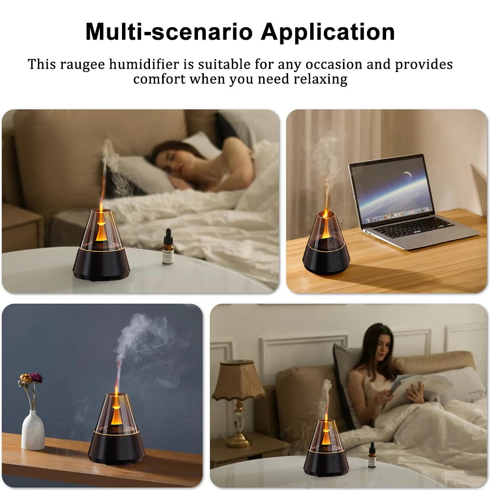 Flame Humidifier Essential Oil Diffuser Aroma Air Humidifier Fragrance Diffuser for Home Aromatherapy Diffuser with Night Light 5