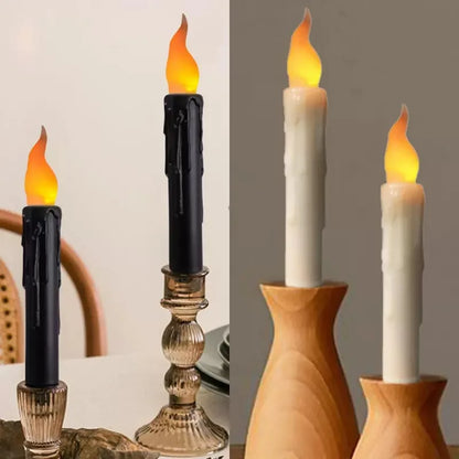 Flameless Led Taper simulated dipped wax Candle Electric Window candles Battery operate stick candle Home Party Table Decoration 5